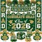 Class of 2026 Graduation Decorations Kit - Green and Gold Congrats Grad Banner Set with Backdrop, Porch Signs, Card Box, Honeycomb Centerpieces, and Balloons - Complete Party Supplies for High School and College